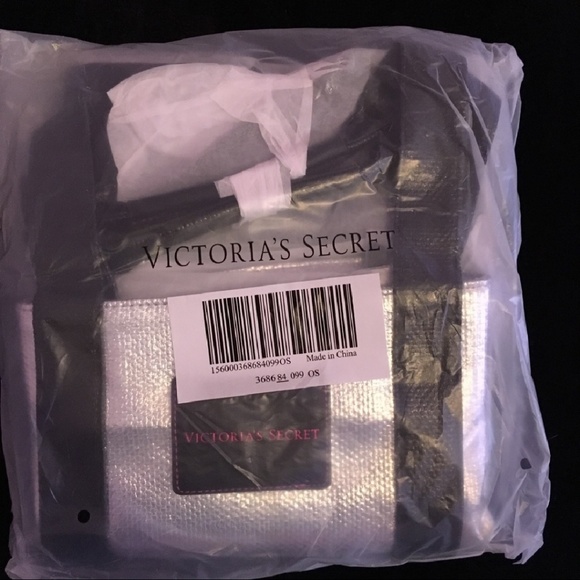 Victoria's Secret Weekender Tote Silver and Black - Picture 3 of 4